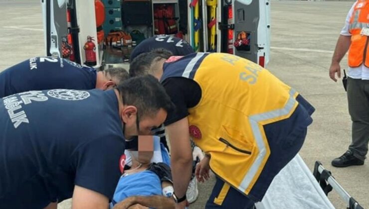 Azerbaycan’da beyin kanaması geçiren Türk hasta ambulans uçakla Trabzon’a getirildi