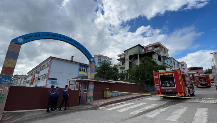 Samsun’da ilkokulun yanındaki metruk lojmanda çıkan yangın söndürüldü