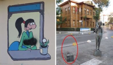 Avni düşürüldü, Sıdıka boyandı… Kadıköy’de karikatürist Oğuz Aral’ın eserlerine saldırı