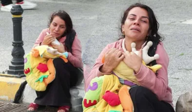 Adli Tıp önünde annenin en acı anı… Cenazeyi beklerken çocuğunun oyuncağına ve biberonuna sarılarak ağladı