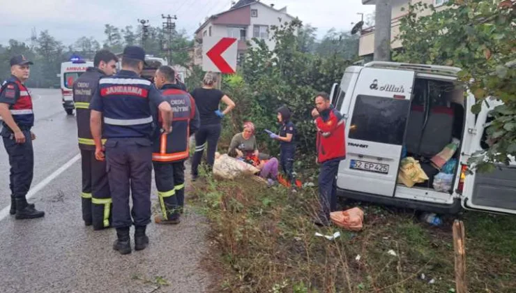 Fındık işçilerini taşıyan minibüs direğe çarptı: 5’i çocuk 17 yaralı